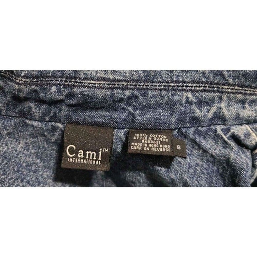 Cami International Womens Blue Denim Faded Washed Blazer One Button Closure Sz 8 - Picture 3 of 3